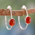 Onyx half hoop earrings, 'Contemporary Red' - Modern Minimalist Red Onyx Earrings thumbail