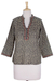 Cotton tunic, 'Midnight Jazz' - Cotton Patterned Tunic Top Block Printed by Hand (image 2c) thumbail