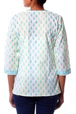 Women's cotton tunic, 'Jaipur Fantasy' - Women's Indian Paisley Cotton Patterned Tunic Top
