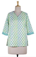 Women's cotton tunic, 'Jaipur Fantasy' - Women's Indian Paisley Cotton Patterned Tunic Top
