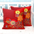 Applique cushion covers, 'Red Romance' (pair) - Floral Embroidered Cushion Covers (Pair)