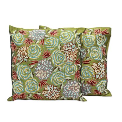 Cushion covers, 'Rose Dazzle' (pair) - Cushion covers (Pair)