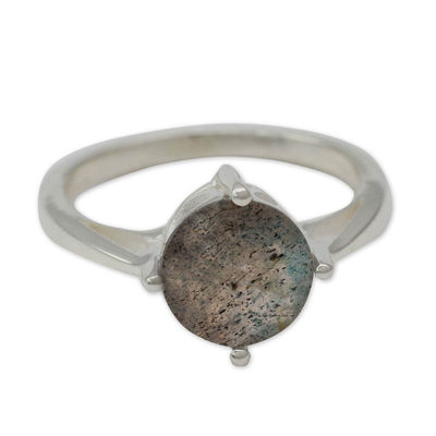 Labradorite Solitaire Ring in Sterling Silver from India
