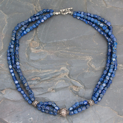 Lapis lazuli beaded necklace, Midnight Serenade