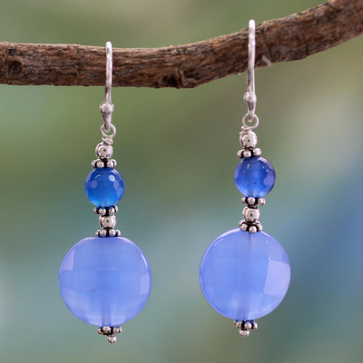 Sterling silver dangle earrings, 'Blue Fantasy' - Sterling silver dangle earrings