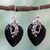 Onyx flower earrings, 'Midnight Magic' - Hand Crafted Sterling Silver Onyx Floral Earrings thumbail