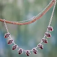 Garnet and amethyst pendant necklace, 'Delhi Dynasty'