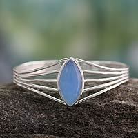 Featured review for Chalcedony cuff bracelet, Clear Sky