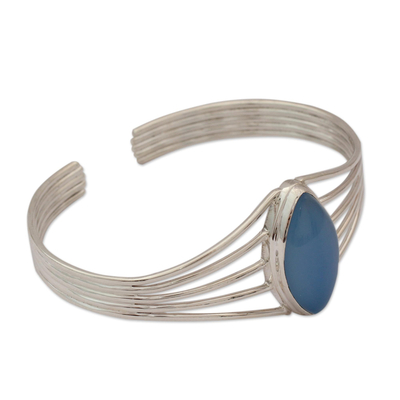 Chalcedony cuff bracelet, 'Clear Sky' - Chalcedony cuff bracelet