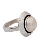 Cultured pearl cocktail ring, 'Jaipur Magic Moon' - India Women's Sterling Silver Single Stone Pearl Ring