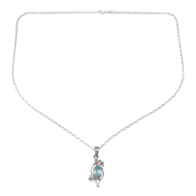 Blue topaz pendant necklace, 'Grace' - Blue topaz pendant necklace
