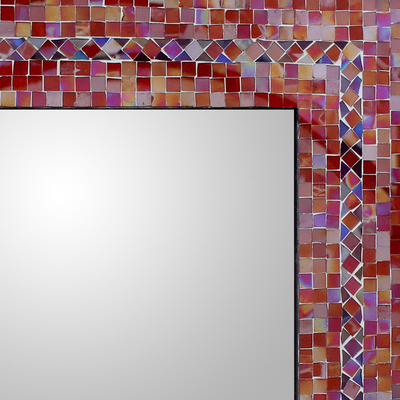 Glass mosaic wall mirror, 'India Sunset' - Handcrafted Indian Mosaic Glass Wall Mirror