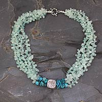 Aquamarine beaded necklace, 'Andaman Shore'