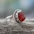 Carnelian cocktail ring, 'Passionate Kiss' - Fair Trade Jewellery Sterling Silver Ring with Carnelian 