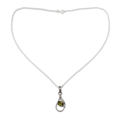 Peridot pendant necklace, 'Nouveau Hindu' - Peridot pendant necklace
