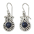 Lapis lazuli dangle earrings, 'Intuitive Owl' - Hand Crafted Sterling Silver and Lapis Lazuli Earrings (image 2a) thumbail