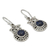 Lapis lazuli dangle earrings, 'Intuitive Owl' - Hand Crafted Sterling Silver and Lapis Lazuli Earrings (image 2b) thumbail