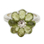 Peridot flower ring, 'Joyous Blossom' - Floral Sterling Silver and Peridot Cocktail Ring thumbail