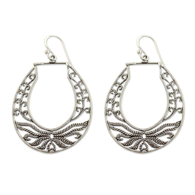 Sterling silver dangle earrings, 'Earth Renewal' - Artisan Crafted Sterling Silver Earrings from India