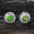Sterling silver button earrings, 'Fields of Summer' - Sterling Silver Button Earrings India Modern Jewelry