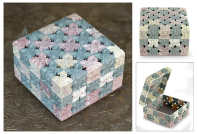Box aus Speckstein - Kunsthandwerklich gefertigte dekorative Box aus natürlichem Speckstein