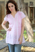 Cotton blouse, 'Rose Harmony' - Indian Floral Cotton Pink and White Tunic Top