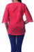 Beaded cotton tunic, 'Crimson Delhi' - Handmade Paisley Cotton Tunic Top from India