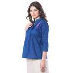Cotton blouse, 'Bengali Blue' - Cotton blouse