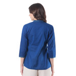 Cotton blouse, 'Bengali Blue' - Cotton blouse