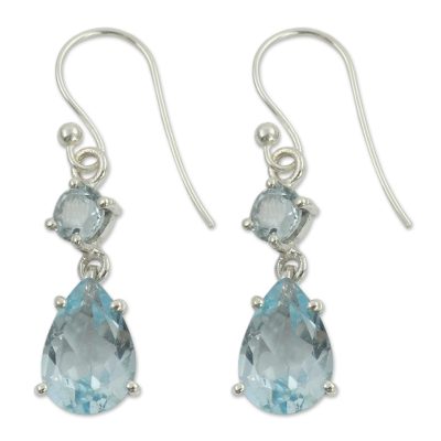 Blue topaz dangle earrings, 'Azure Fantasy' - Blue topaz dangle earrings