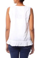 Cotton blouse, 'Morning Cloud' - White Cotton Embroidered Blouse with Pintucks