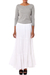 Cotton skirt, 'Lucknow Princess' - Hand Embroidered Long White Cotton Peasant Skirt