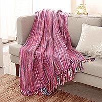 Throw, 'Joyous Amethyst' - Striped Throw Blanket