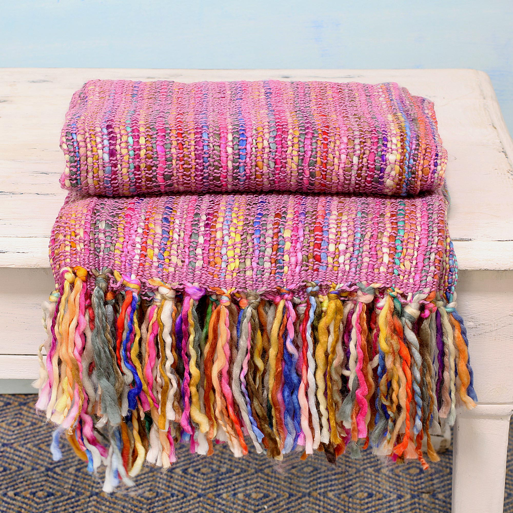 UNICEF Market | Indian Multi-Colored Textile Throw Blanket - Brilliant ...