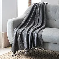 Throw, 'Grey Dove' - Handmade Solid Throw Blanket