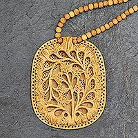 Featured review for Wood flower necklace, Elephant Shadow