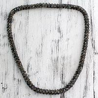 Labradorite beaded long necklace, 'Love Song' - Natural Labradorite Necklace hand Crafted Beaded Jewelry
