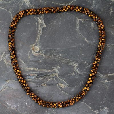 Tiger's eye beaded long necklace, 'Love Song' - Tiger's eye beaded long necklace