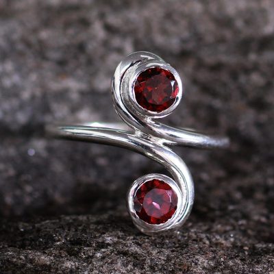 Garnet cocktail ring, 'Passion's Blush' - Garnet cocktail ring