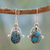 Citrine dangle earrings, 'Living Goddess' - Citrine and Comp Turquoise Earrings Modern Silver Jewelry thumbail