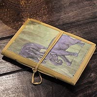 Tagebuch, 'Dschungelelefanten' (groß) - Handgefertigtes Tagebuch aus Indien