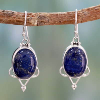 Lapis lazuli dangle earrings, 'Midnight Constellations' - Lapis lazuli dangle earrings