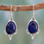 Lapis lazuli dangle earrings, 'Midnight Constellations' - Lapis lazuli dangle earrings thumbail