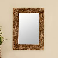 Wall mirror, 'Indian Wildflowers' - Wall mirror