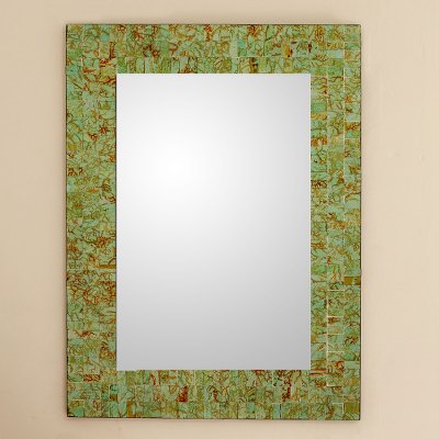 Handmade Modern Glass Mirror From India 24 X 18 Inches Sumptuous Handmade Modern Glass Mirror From India 24 X 18 Inches Sumptuous Summer Light Novica