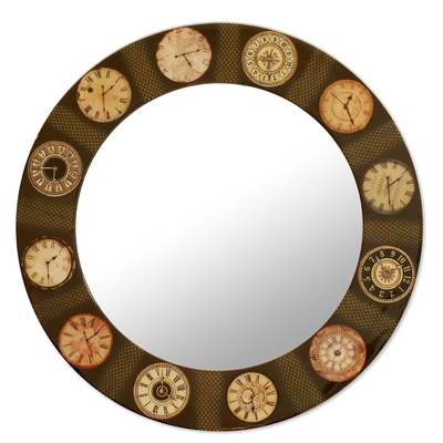 Decoupage wall mirror, 'The Faces of Time' - Mirror