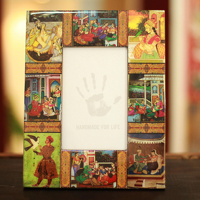Decoupage photo frame, 'Mughal Memories' (4x6) - Decoupage photo frame (4x6)