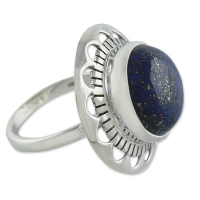 Unique Sterling Silver Single Stone Lapis Lazuli Ring