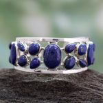 Lapis lazuli cuff bracelet, 'Summer Sea' - Lapis lazuli cuff bracelet