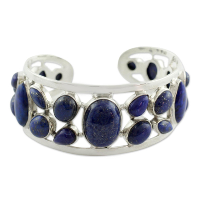 Lapis lazuli cuff bracelet, 'Summer Sea' - Lapis lazuli cuff bracelet